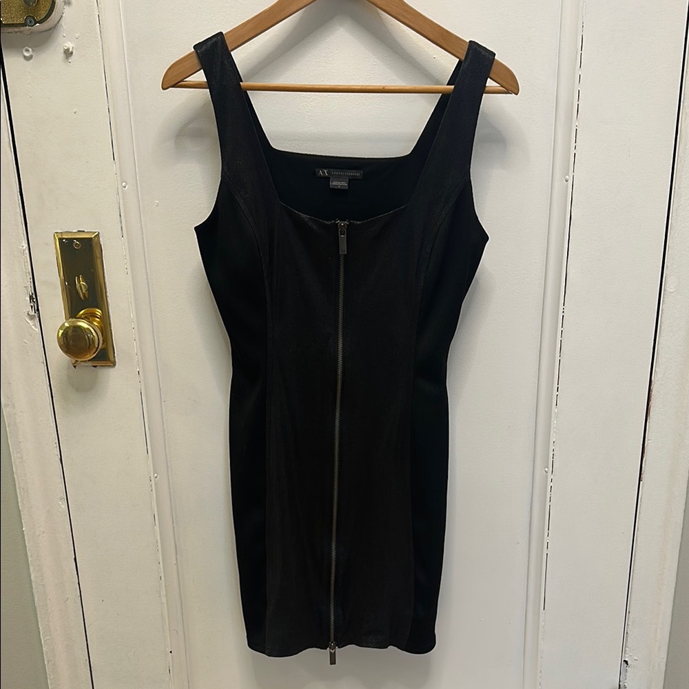 Armani Exchange Black Sheath Mini Dress Square Neck